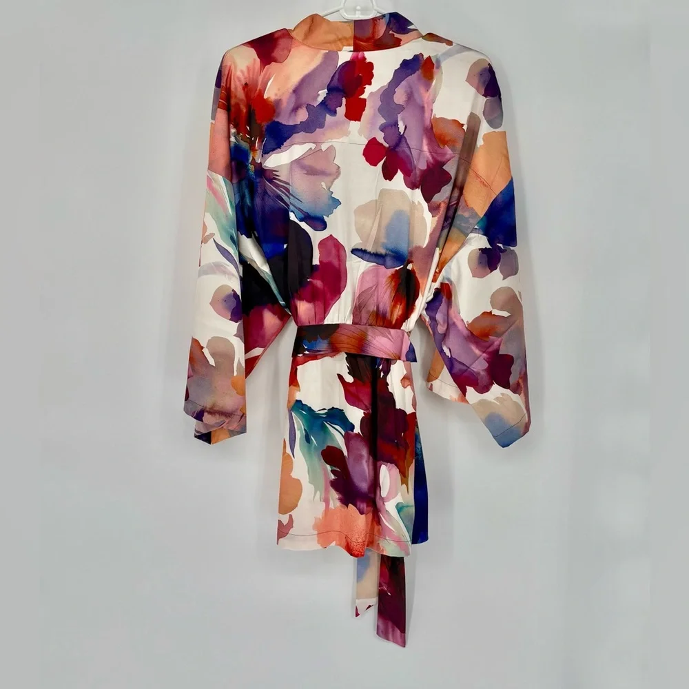 SOMA SATIN Watercolor Kimono Short Robe